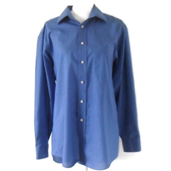 Stafford Blue Long Sleeve Pinstripe Shirt Neck 15.5 - Picture 4 of 8